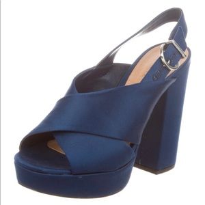 Schutz -Millie Blue satin platform sandals